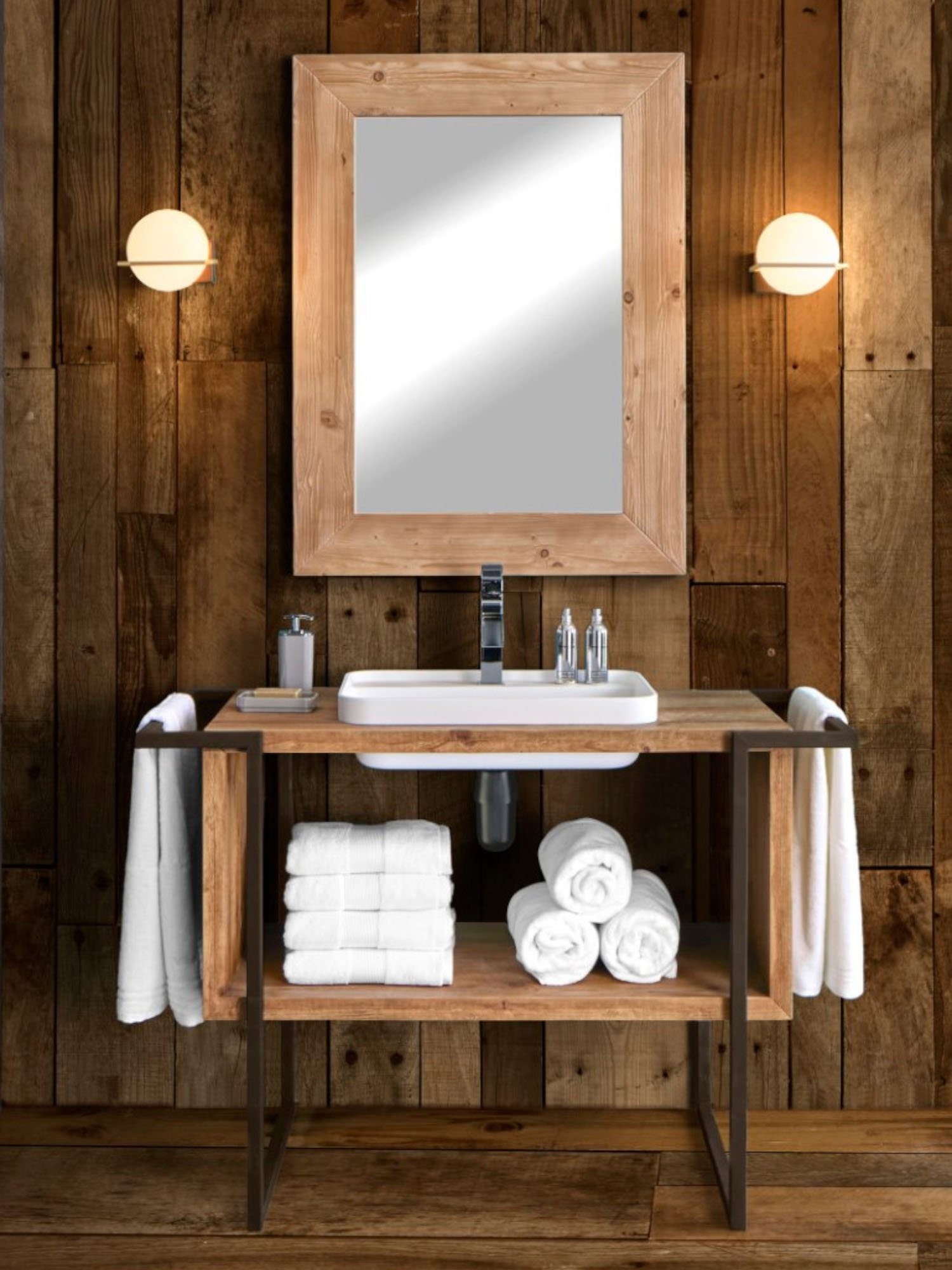 Mobile bagno in legno massello di abete